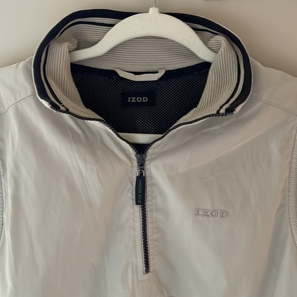 Izod XFG Men Golf Vest Mesh Lined Tan Collar Half Zip Front Hand Pockets Sz M - Picture 2 of 6